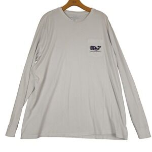 Vineyard Vines Christmas Whale Long Sleeve T Shirt XXL White Men Holiday
